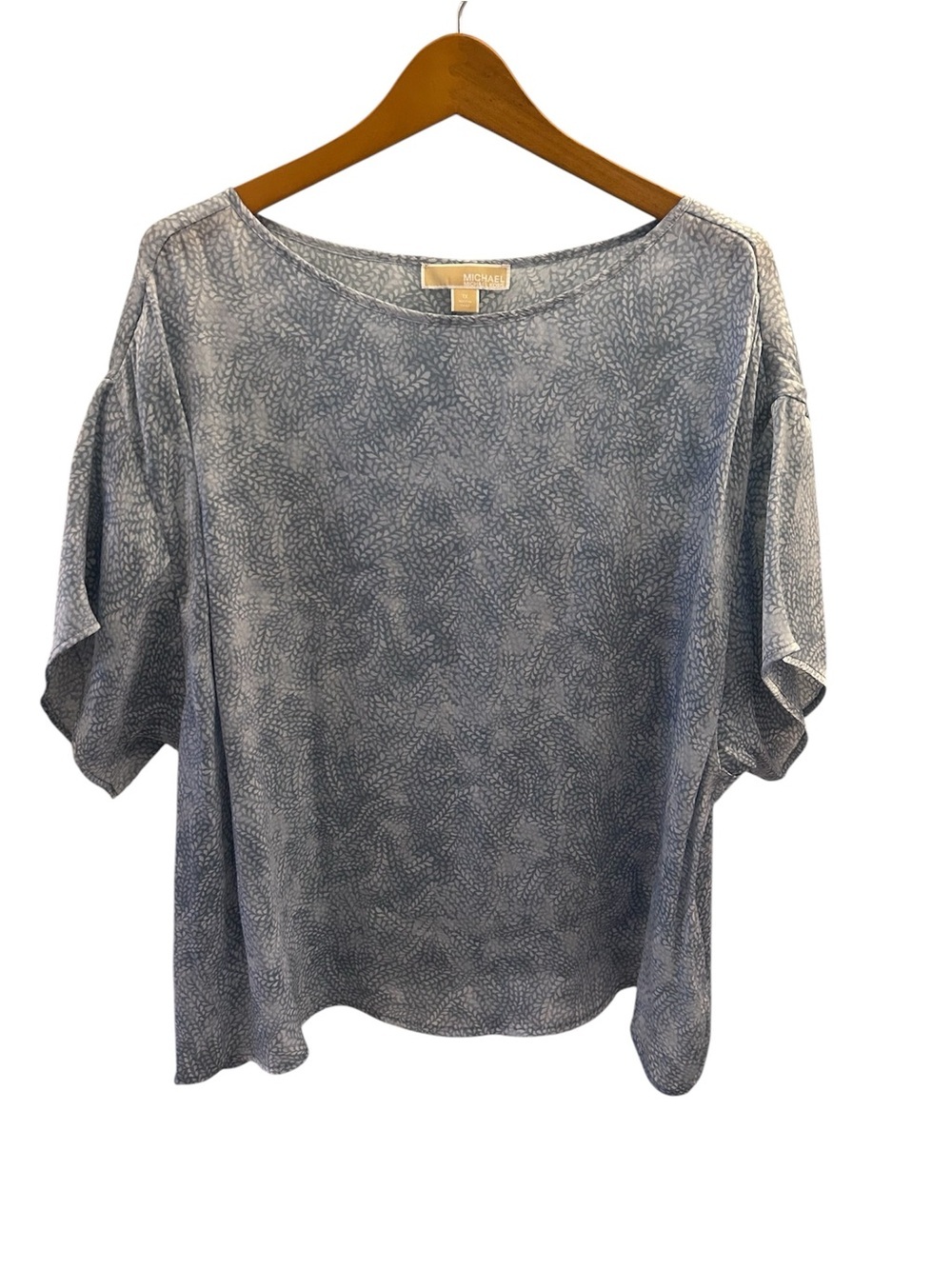 Michael Kors Light Blue Silky Printed Dolman Sleeve Tunic 1X